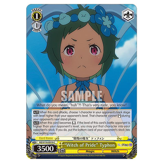 “Witch of Pride” Typhon RZ/S116-E019 card from the Weiss Schwarz set Re:ZERO -Starting Life in Another World- Vol.3