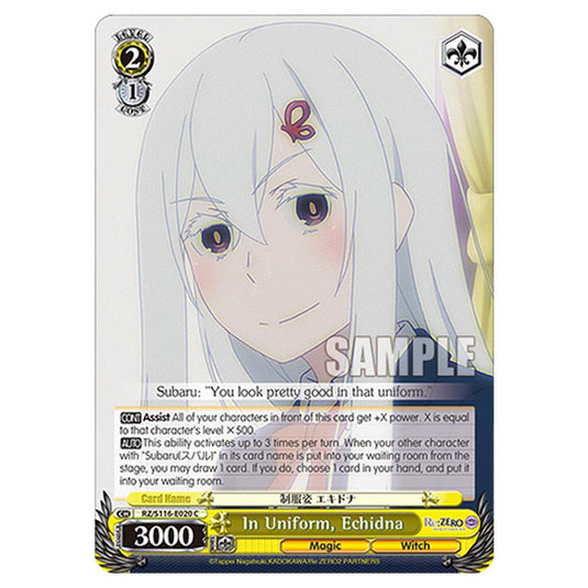 In Uniform, Echidna RZ/S116-E020 card from the Weiss Schwarz set Re:ZERO -Starting Life in Another World- Vol.3