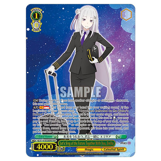 Let's Sing of the Future Together With You, Emilia RZ/S116-E026ENX card from the Weiss Schwarz set Re:ZERO -Starting Life in Another World- Vol.3
