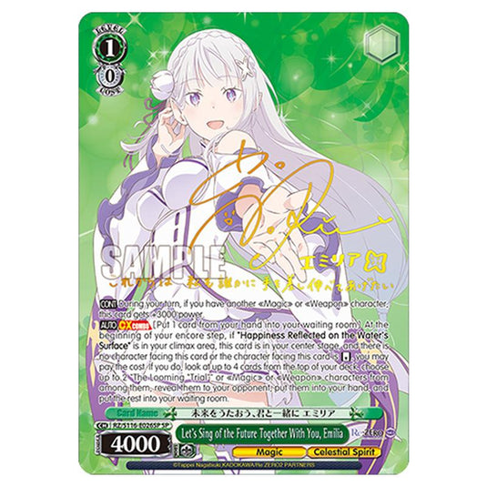 Let's Sing of the Future Together With You, Emilia RZ/S116-E026SP card from the Weiss Schwarz set Re:ZERO -Starting Life in Another World- Vol.3