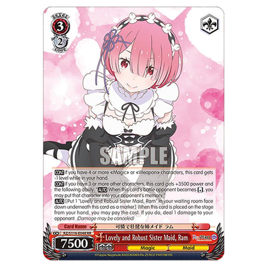 Lovely and Robust Sister Maid, Ram RZ/S116-E048 card from the Weiss Schwarz set Re:ZERO -Starting Life in Another World- Vol.3