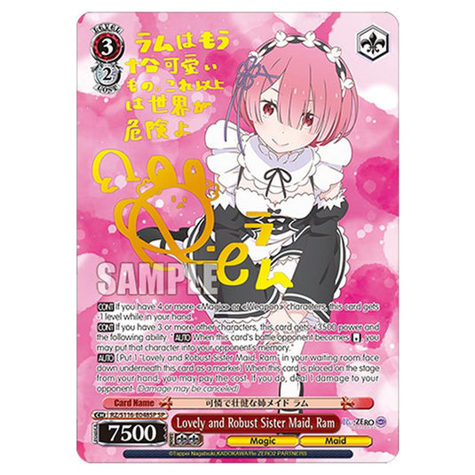Lovely and Robust Sister Maid, Ram RZ/S116-E048SP card from the Weiss Schwarz set Re:ZERO -Starting Life in Another World- Vol.3