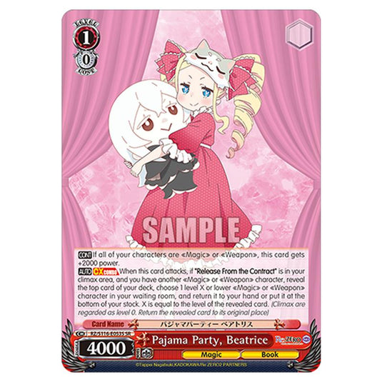 Pajama Party, Beatrice RZ/S116-E053S card from the Weiss Schwarz set Re:ZERO -Starting Life in Another World- Vol.3