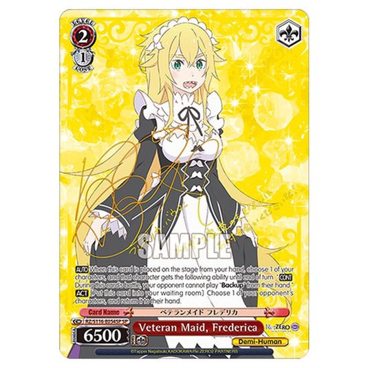 Veteran Maid, Frederica RZ/S116-E054SP card from the Weiss Schwarz set Re:ZERO -Starting Life in Another World- Vol.3