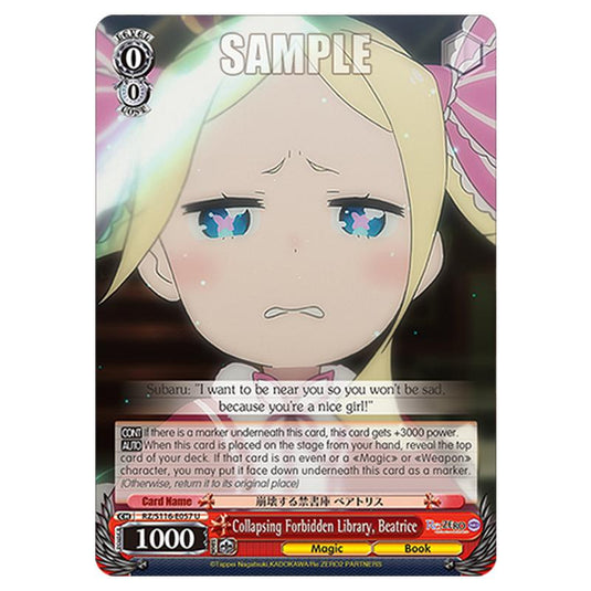 Collapsing Forbidden Library, Beatrice RZ/S116-E057 card from the Weiss Schwarz set Re:ZERO -Starting Life in Another World- Vol.3