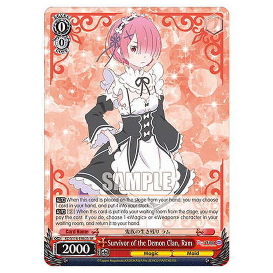 Survivor of the Demon Clan, Ram RZ/S116-E063S card from the Weiss Schwarz set Re:ZERO -Starting Life in Another World- Vol.3