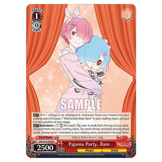 Pajama Party, Ram RZ/S116-E064 card from the Weiss Schwarz set Re:ZERO -Starting Life in Another World- Vol.3