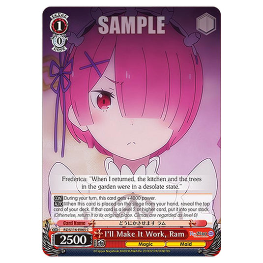 I'll Make It Work, Ram RZ/S116-E065 card from the Weiss Schwarz set Re:ZERO -Starting Life in Another World- Vol.3