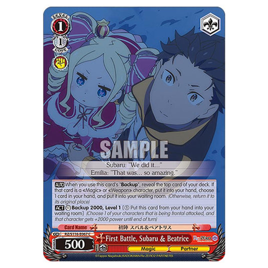 First Battle, Subaru & Beatrice RZ/S116-E067 card from the Weiss Schwarz set Re:ZERO -Starting Life in Another World- Vol.3