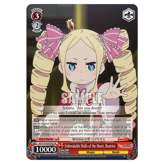 Unbreakable Walls of the Heart, Beatrice RZ/S116-E070S card from the Weiss Schwarz set Re:ZERO -Starting Life in Another World- Vol.3