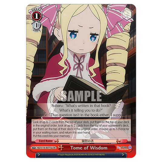 Tome of Wisdom RZ/S116-E071Sa card from the Weiss Schwarz set Re:ZERO -Starting Life in Another World- Vol.3