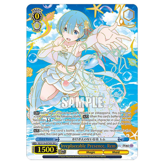 Irreplaceable Presence, Rem RZ/S116-E076EX card from the Weiss Schwarz set Re:ZERO -Starting Life in Another World- Vol.3
