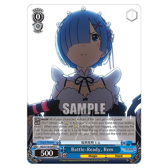 Battle-Ready, Rem RZ/S116-E084 card from the Weiss Schwarz set Re:ZERO -Starting Life in Another World- Vol.3