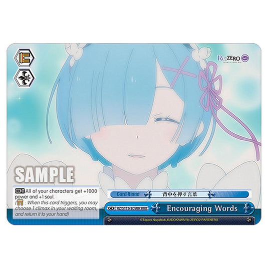Encouraging Words RZ/S116-E098R card from the Weiss Schwarz set Re:ZERO -Starting Life in Another World- Vol.3
