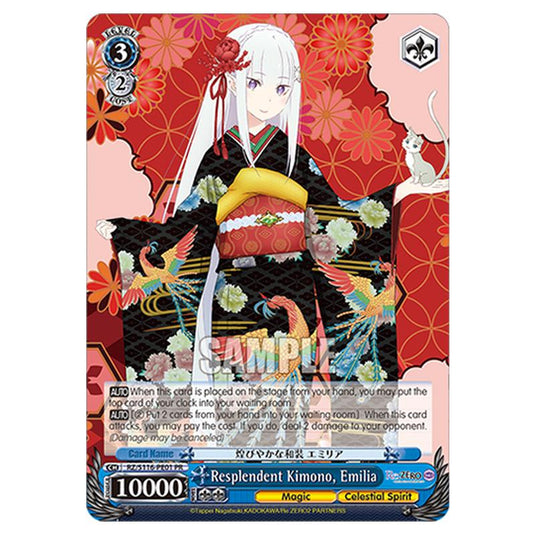Resplendent Kimono, Emilia RZ/S116-PE01 card from the Weiss Schwarz set Re:ZERO -Starting Life in Another World- Vol.3
