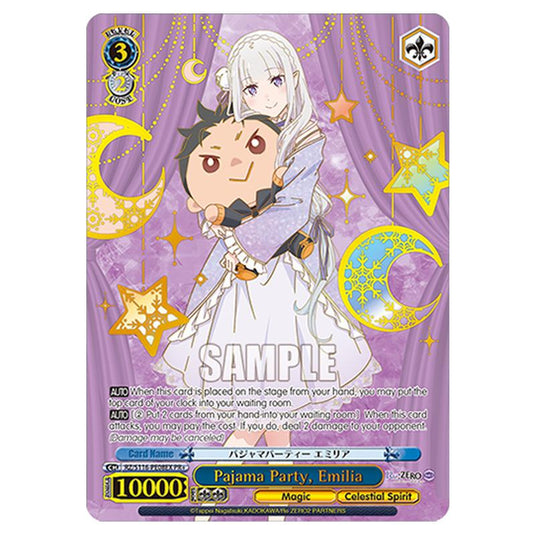Pajama Party, Emilia RZ/S116-PE08EX card from the Weiss Schwarz set Re:ZERO -Starting Life in Another World- Vol.3