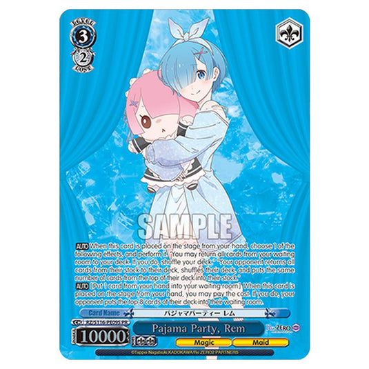 Pajama Party, Rem RZ/S116-PE09S card from the Weiss Schwarz set Re:ZERO -Starting Life in Another World- Vol.3