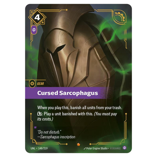 Cursed Sarcophagus card from the Riftbound: League of Legends set Unleashed