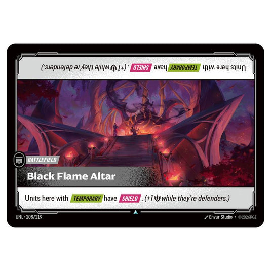 Black Flame Altar card from the Riftbound: League of Legends set Unleashed