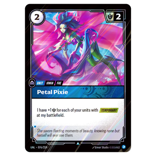 Petal Pixie Foil card from the Riftbound: League of Legends set Unleashed