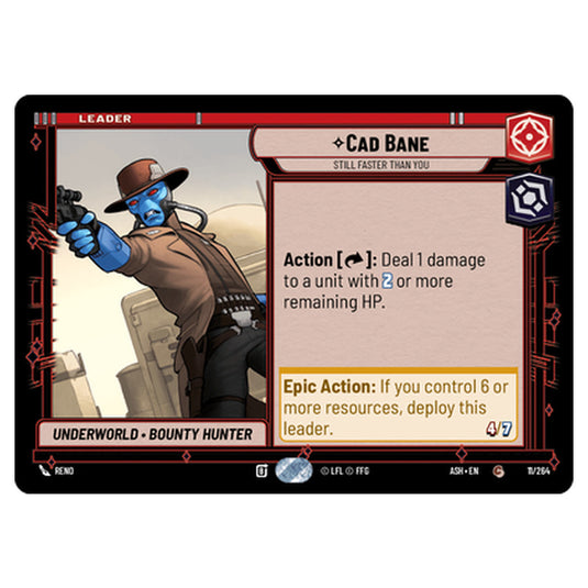Cad Bane card from the Star Wars Unlimited set Ashes of the Empire