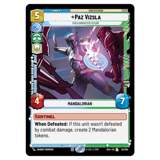 Paz Vizsla card from the Star Wars Unlimited set Ashes of the Empire