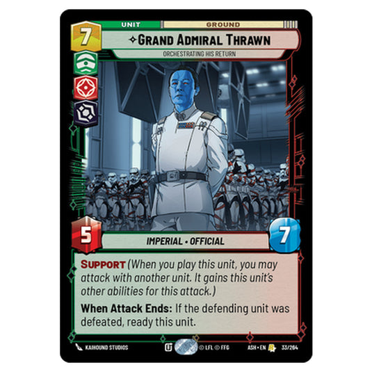 Grand Admiral Thrawn card from the Star Wars Unlimited set Ashes of the Empire