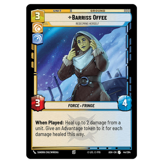 Barriss Offee card from the Star Wars Unlimited set Ashes of the Empire