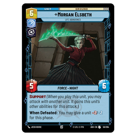 Morgan Elsbeth card from the Star Wars Unlimited set Ashes of the Empire
