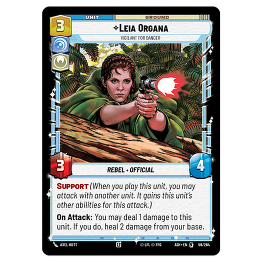Leia Organa card from the Star Wars Unlimited set Ashes of the Empire
