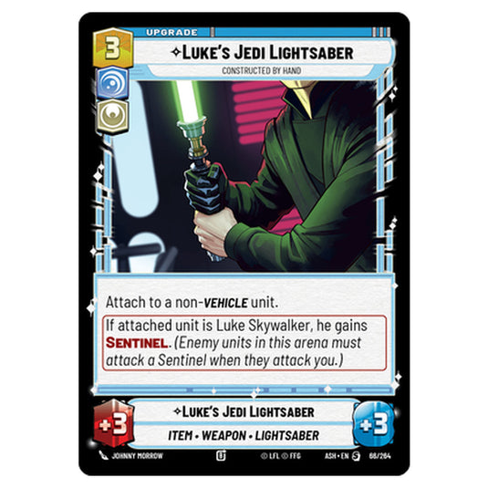 Luke's Jedi Lightsaber card from the Star Wars Unlimited set Ashes of the Empire
