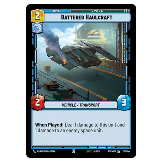 Battered Haulcraft card from the Star Wars Unlimited set Ashes of the Empire