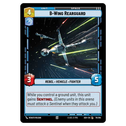 B-Wing Rearguard card from the Star Wars Unlimited set Ashes of the Empire