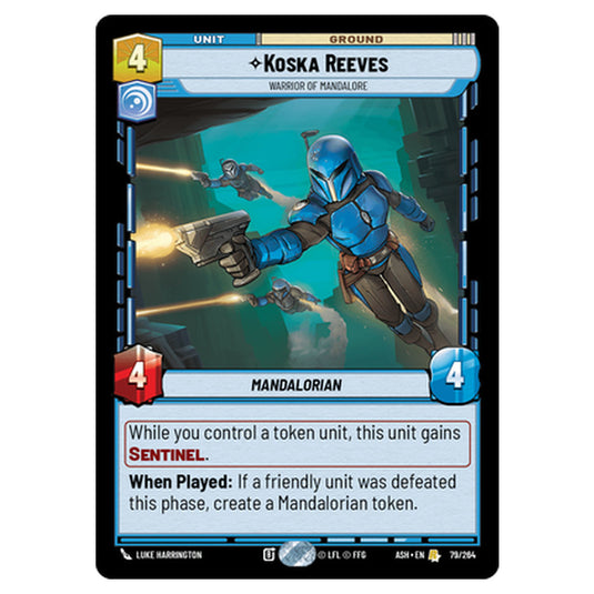 Koska Reeves card from the Star Wars Unlimited set Ashes of the Empire
