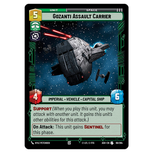 Gozanti Assault Carrier card from the Star Wars Unlimited set Ashes of the Empire