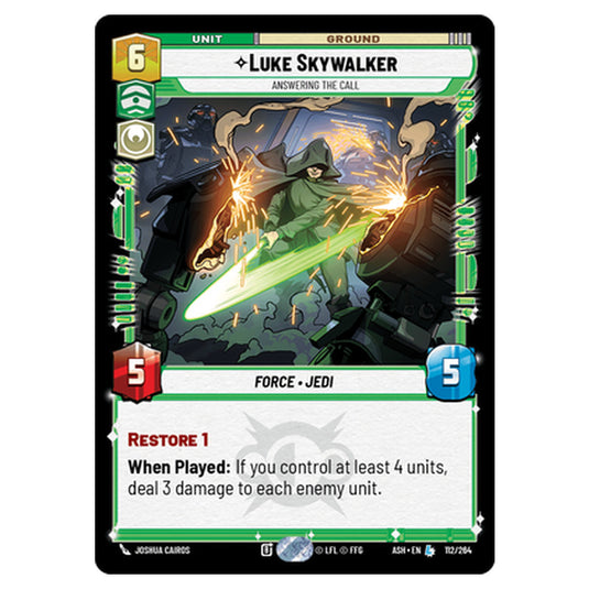 Luke Skywalker card from the Star Wars Unlimited set Ashes of the Empire