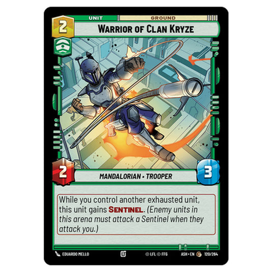 Warrior of Clan Kryze card from the Star Wars Unlimited set Ashes of the Empire