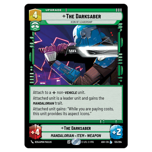The Darksaber card from the Star Wars Unlimited set Ashes of the Empire