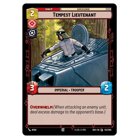 Tempest Lieutenant card from the Star Wars Unlimited set Ashes of the Empire
