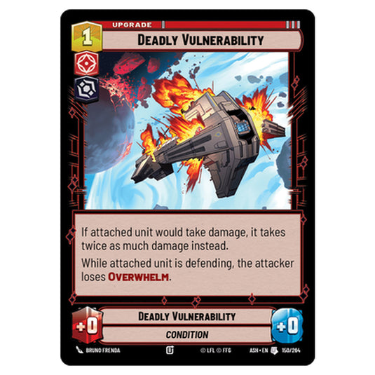 Deadly Vulnerability card from the Star Wars Unlimited set Ashes of the Empire