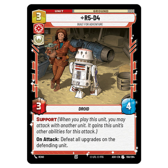 R5-D4 card from the Star Wars Unlimited set Ashes of the Empire