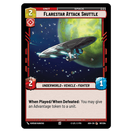 Flarestar Attack Shuttle card from the Star Wars Unlimited set Ashes of the Empire