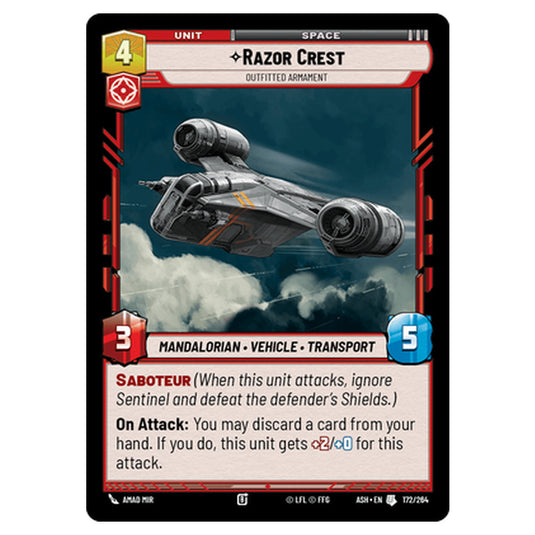 Razor Crest card from the Star Wars Unlimited set Ashes of the Empire