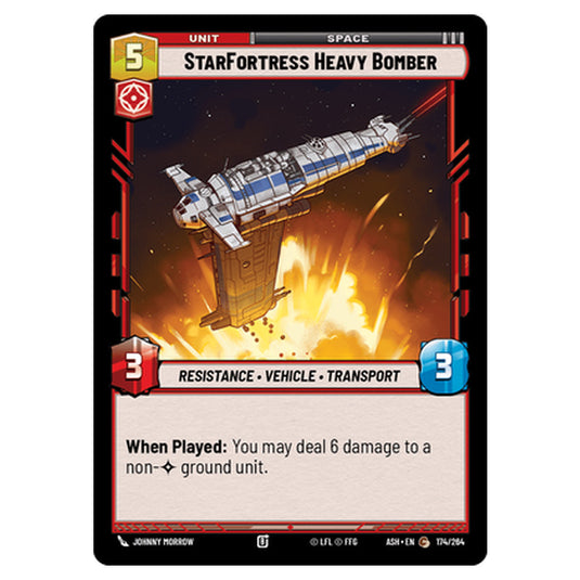 StarFortress Heavy Bomber card from the Star Wars Unlimited set Ashes of the Empire