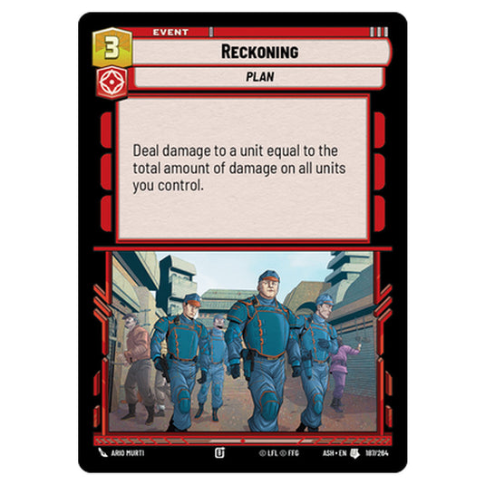 Reckoning card from the Star Wars Unlimited set Ashes of the Empire
