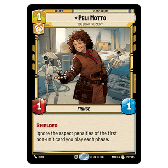 Peli Motto card from the Star Wars Unlimited set Ashes of the Empire