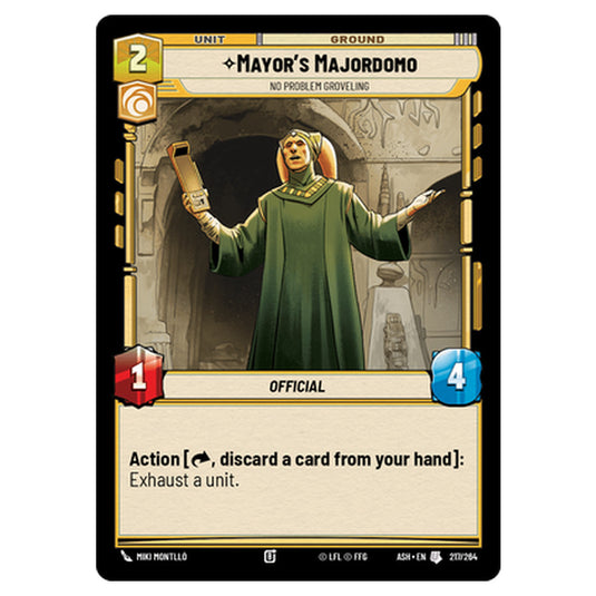 Mayor's Majordomo card from the Star Wars Unlimited set Ashes of the Empire