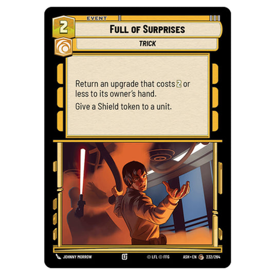 Full of Surprises card from the Star Wars Unlimited set Ashes of the Empire