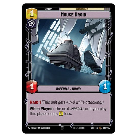 Mouse Droid card from the Star Wars Unlimited set Ashes of the Empire