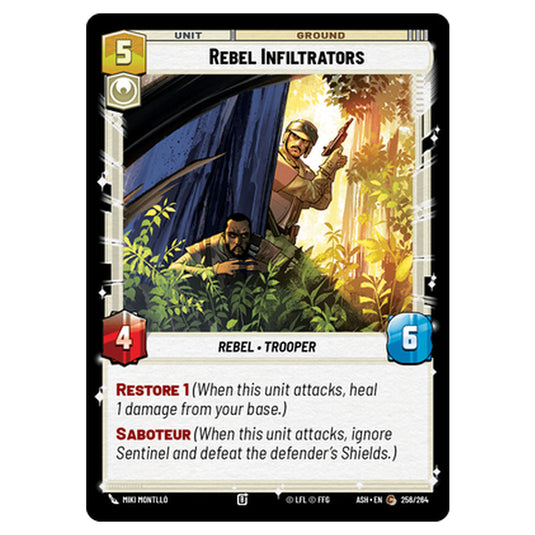 Rebel Infiltrators card from the Star Wars Unlimited set Ashes of the Empire